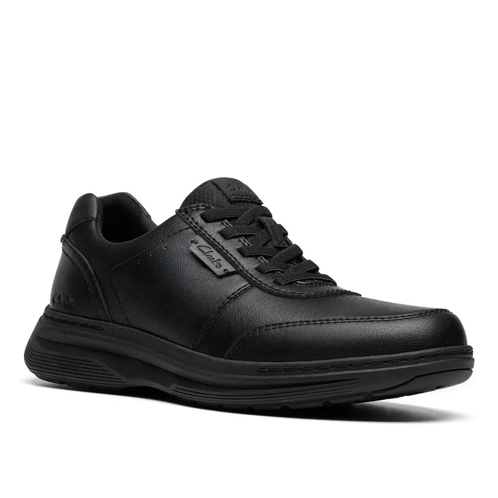Clarks Craftwell Leather Sneakers‎ Black Mens 12 Wide Lace Oxfords 261847028110